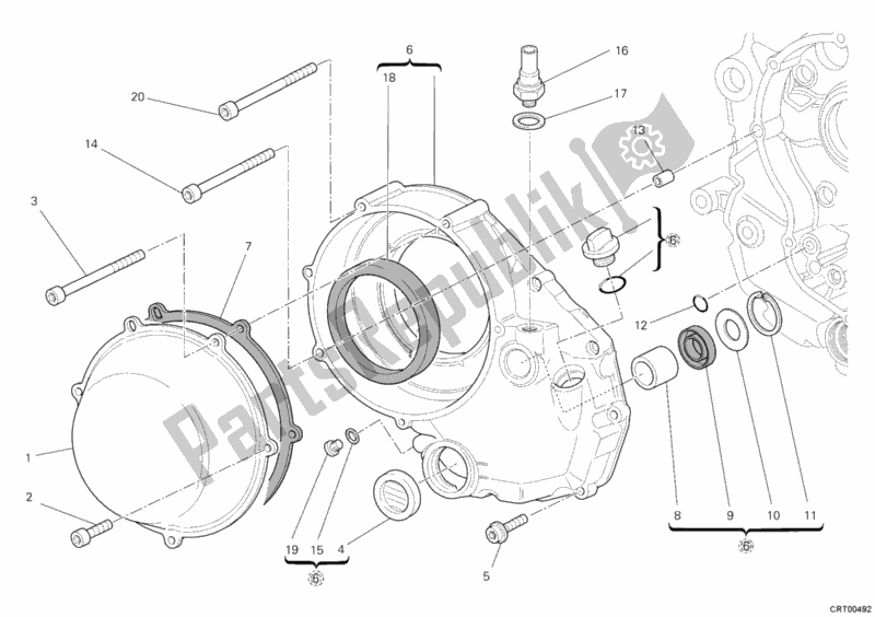 All parts for the Clutch Cover of the Ducati Hypermotard 1100 EVO USA 2012